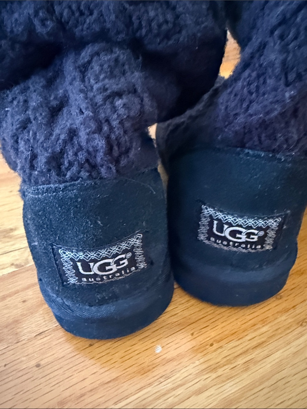 UGG Black Knit Button Tall Women's Boots - Classic Winter Comfort - Picture 3 of 7
